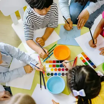 Group Of Children Painting