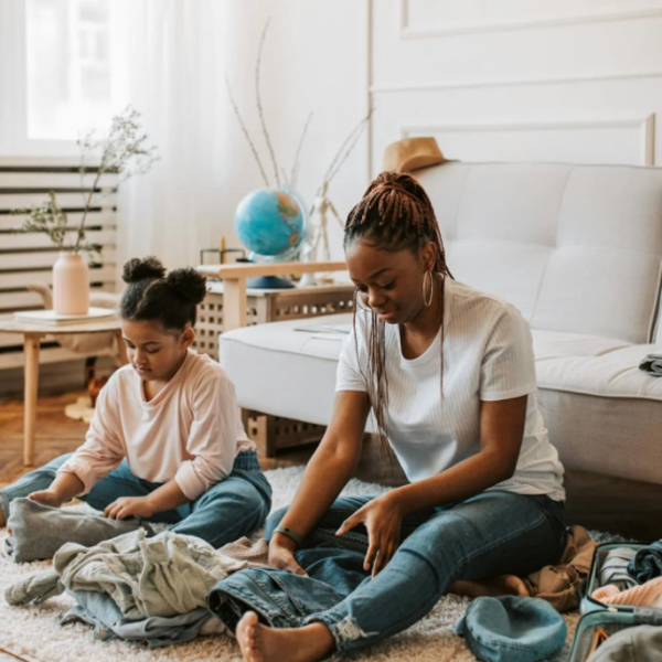 Woman And Child Packing